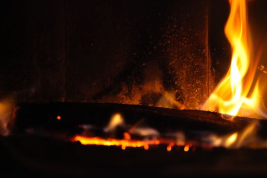 wood log in a fire place