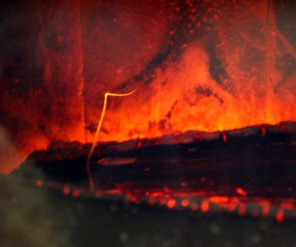 wood log in a fire place