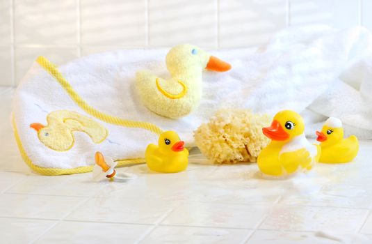 Bathtime for baby with bath essentials