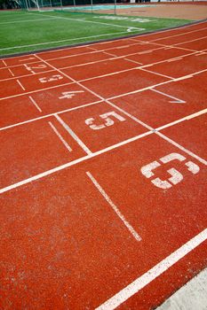 Abstract view of running track, the starting point.