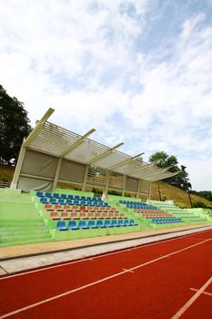 Stadium chairs and running track