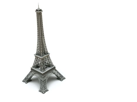 Eiffel Tower in Paris. 3d illustration on a white background.