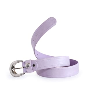 Purple leather belt on white background. Isolated with clipping path