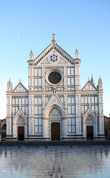 Facade of  Santa Croce church in Florence, Italy