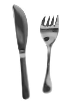 fork and knife isolated against a white background