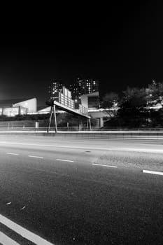 Traffic in modern city in black and white tone