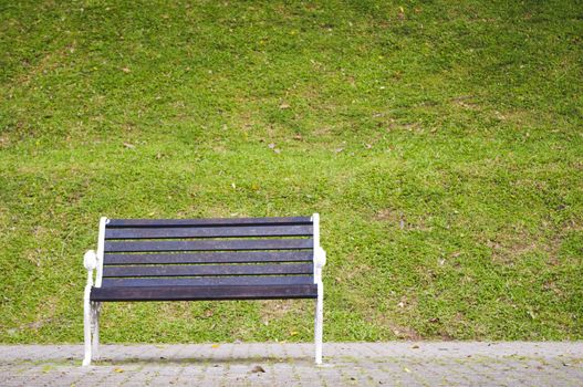 a single bench in a park, waiting for someone.
