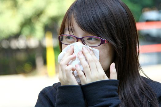 Asian sneeze girl