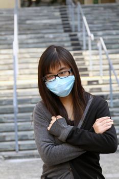 Asian sick woman with mask