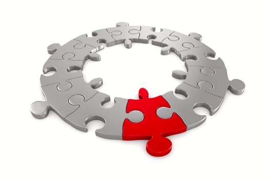 Puzzle on white background. Isolated 3D image