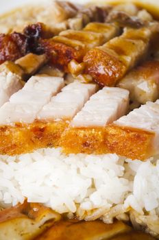 chinese style roasted pork with rice, popular in asian countries, picture taken in singapore.