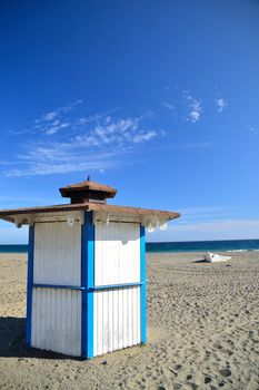 Panorama deserted beach after the season in Estepona