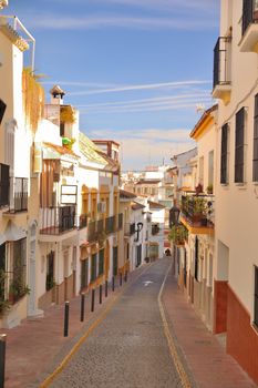 The narrow streets of old town in Andalucia is situated between Pomerania and the mountains