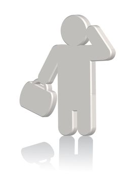 3d businessman with case thinking. Vector