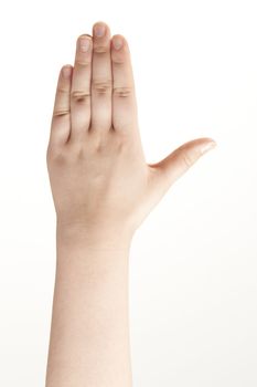 Back of childs hand - on white background