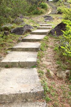 Hiking steps in mountains