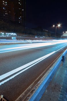 Traffic in highway of Hong Kong at night