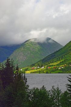 Beautiful view of the norwegian fjord in northern Atlantic