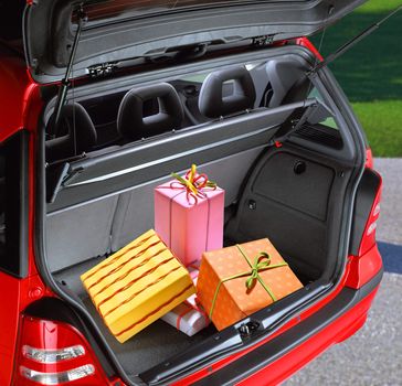 a fancy boxes in the passenger compartment of car