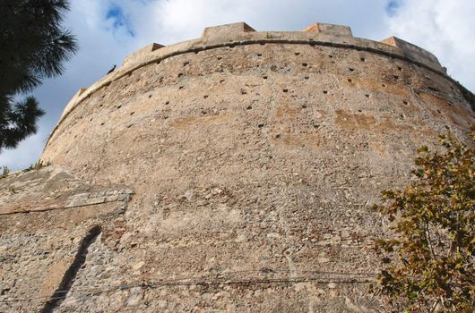 Round bastion of medieval castle in Milazzo, Sicily