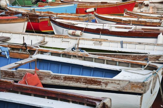 colored boats in the mediterranean sea