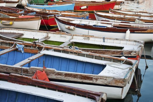 colored boats in the mediterranean sea
