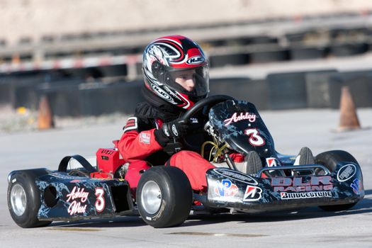 LAS VEGAS NEVADA - February 04: Go Kart race at the Las Vegas Speedway on May 12, 2008 in Las Vegas Nevada.