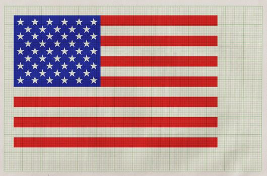 american flag drawn on the graph paper