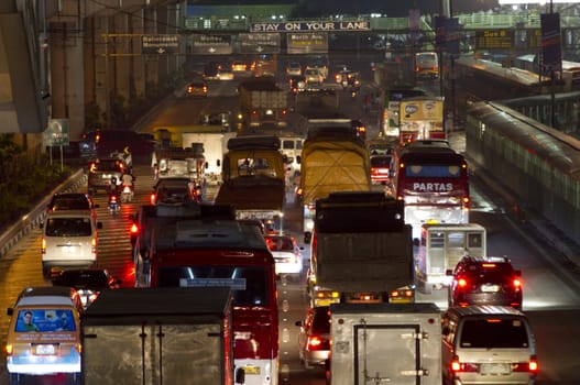 traffic jam at manila at night.