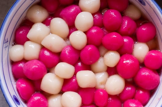 traditional delicacy for chinese, glutinous rice balls for arrival of winter. 