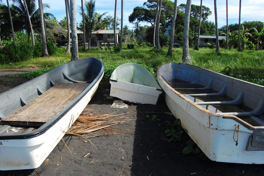 Long boats at sea coast, Papua New Guinea