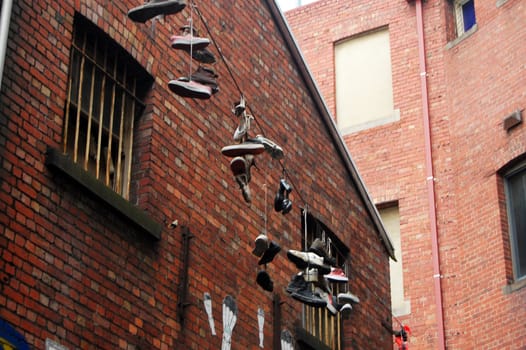 Shoes at wire side street Melbourne