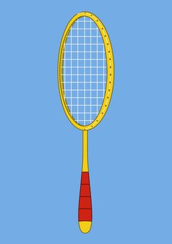 Isolated element of sporting equipment for playing badminton: wooden racket