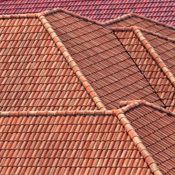 Red tiled roof texture for with background