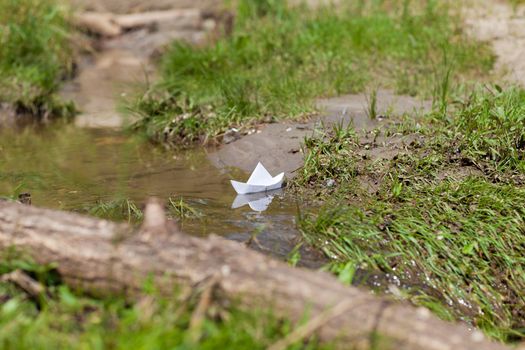 toy boat in spring