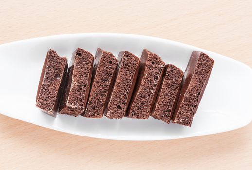 porous chocolate on a plate