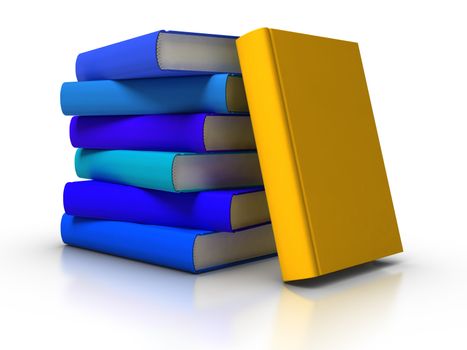 3D rendered stack of colourful books