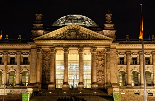 View of the Reichstag with night illumination