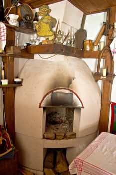 Old mud made fireplace in Croatian traditional cottage