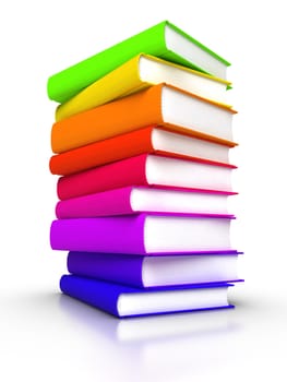 3D rendered stack of colourful books