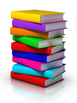 3D rendered stack of colourful books