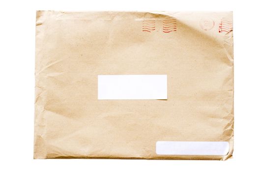 isolated crumpled envelope, with clipping path in jpg.