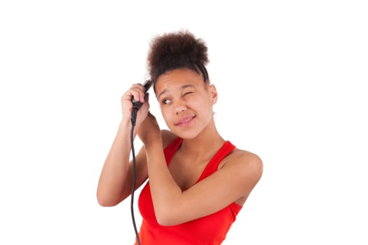 Afro-American young woman with afro hair