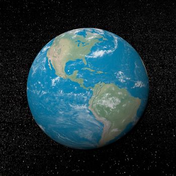 Central america on earth and universe background with stars - 3D render