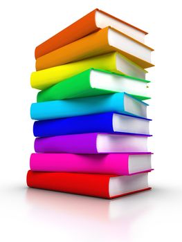 3D rendered stack of colourful books