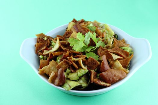 Healthy Avocado Salad stuffed with Crispy bread, tomato and salsa