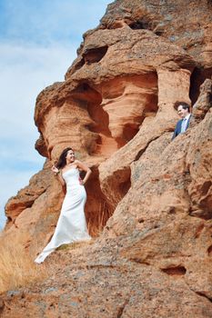 young couple in the mountains