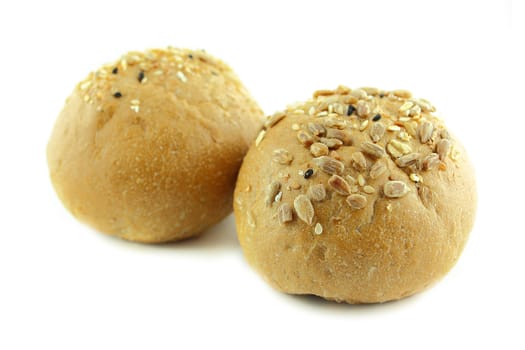 brown bread loaf on white background