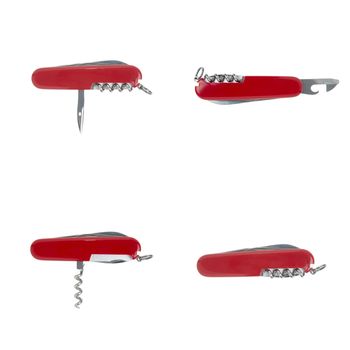 Set of four swiss army knifes isolated on white background.