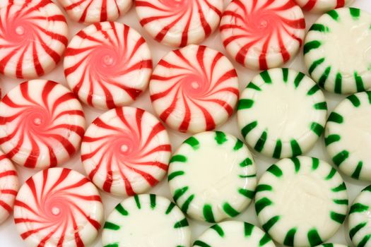 Red and green Christmas mints